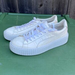 Fenty x Puma Rihanna Creepers Basket Ivory Patent Platform Sneakers Women's‎ 10